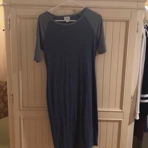 blue and grey t-shirt dress